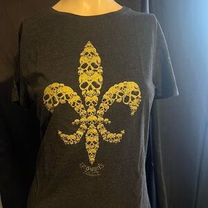 Grey “House of Voodoo“ Gold Skull Fleur-de-Lis Design